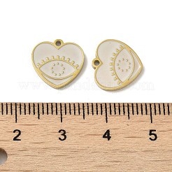 イオンプレーティング（IP）316Lサージカルステンレススチールチャーム  ニッケルフリー  エナメル  18KGP本金メッキ  アイチャーム付きハート  ホワイト  11.5x12x1.5mm  穴：1.2mm&nbsp;STAS-D035-07G-01