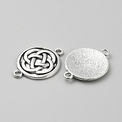 チベット スタイルの合金結び目コネクタ チャーム  アンティークシルバー  26x20x2.5mm  穴：1.8mm&nbsp;FIND-WH0432-92E