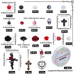 ゴシックスタイルのストレッチブレスレットのDIYキット  アクリルビーズ入り  ガラスビーズ  合成サンゴビーズ  樹脂カボション  合金ペンダント  ミックスカラー  10x9mm  穴：2mm  3色  50個/カラー  150pc&nbsp;DIY-SC0033-40