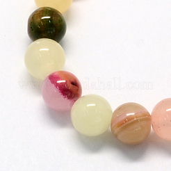 天然石染め加工グリーンジェイド天然石ビーズ連売り  ラウンド  カラフル  8mm  穴：1mm  約50個/連  15.7インチ&nbsp;G-R273-8mm-01