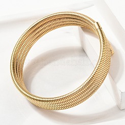 304ステンレススチールスプリングマルチ連バングル女性用  積み重ね可能な腕輪  18KGP本金メッキ  内径：2-3/8インチ（6.15cm）&nbsp;BJEW-Z086-01G-02