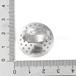 変色しない304ステンレススチールふるいリングセッティング  ラウンド  ステンレス鋼色  内径：18mm  トレイ：25mm&nbsp;STAS-K278-06B-P