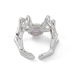 スパイダー ナチュラル クンツァイト カフリング  女性用プラチナトーンブラスオープンリング  4.5~22mm  内径：usサイズ7 1/4（17.5mm）&nbsp;RJEW-G273-02P-08