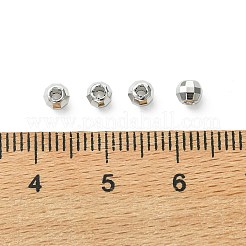 シェグレイスの真鍮製丸ビーズ  カドミウムフリー＆ニッケルフリー＆鉛フリー  多面カット  プラチナメッキ  4x4x3.5mm  穴：1.2mm&nbsp;XGRPCU103-291P