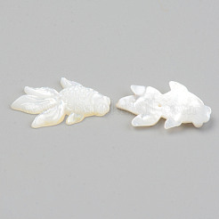パールシェルビーズの天然な白いシェルマザーオブパール  金魚  貝殻色  23.5x14~15x2.5mm  穴：0.7mm&nbsp;SHEL-T017-17