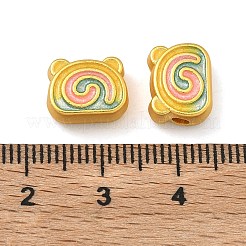 合金エナメルビーズ  クマのケーキ  マットゴールドカラー  カラフル  9x11x5mm  穴：2mm&nbsp;FIND-G111-04MG