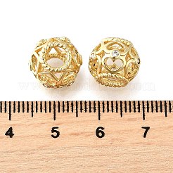 真鍮マイクロペーブクリアキュービックジルコニアヨーロッパビーズ  ロンデル  大穴ビーズ  ゴールドカラー  11.5~12x9.5mm  穴：4.5mm&nbsp;KK-XCP0001-91G