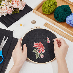 リネン生地  DIY 刺繍衣類アクセサリー用  ブラック  250x250x0.5mm&nbsp;DIY-WH0430-153A-07