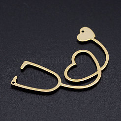 ステンレスペンダント201個  聴診器  ゴールドカラー  30x40x1mm  穴：1mm&nbsp;STAS-T046-JN264-2