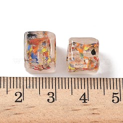 焼き絵の具、手作りの金砂、ランプワークビーズ  キューブ  アンティークホワイト  10~11x10~11x10mm  穴：1.8mm&nbsp;LAMP-P072-01B-01