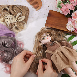 3個 3色 PPドールウィッグ ロングカーリーヘア  DIYの女の子のためのbjdメイキングアクセサリー  ミックスカラー  1000x150~160x1mm  1pc /カラー&nbsp;DIY-GL0006-21A