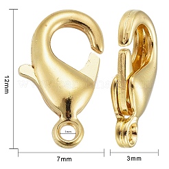 真鍮カニカン  オウムトリガークラスプ  ニッケルフリー  24KGP本金メッキ  12x7x3mm  穴：1mm&nbsp;KK-902-G01-NF