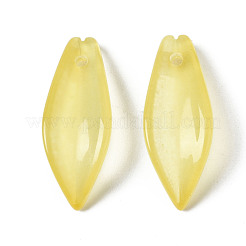 透明スプレー塗装ガラスペンダント  模造ヒスイのペンダント  葉  シャンパンイエロー  21.5x8x5mm  穴：1.2mm&nbsp;GGLA-S054-015E-04