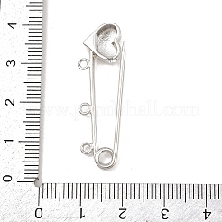 ハートの真鍮ブローチ金具  長持ちメッキ  鉛フリー＆カドミウムフリー  ラックめっき  プラチナ  11x37x4mm  穴：1.4mm&nbsp;KK-Z132-01P-01