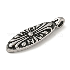 316サージカルステンレスペンダント  アンティークシルバー  花  15.5x8mm  穴：4x6.5mm&nbsp;STAS-Z073-75AS-05