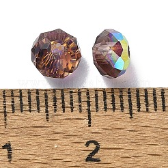 Ab色のメッキガラスビーズ  ファセットロンデル  サドルブラウン  6x4mm  穴：1.4mm&nbsp;EGLA-P059-03A-AB12