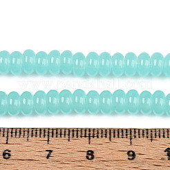 ジェイド風ガラスビーズ連売り  ロンデル  淡いターコイズ  6x3mm  穴：1mm  約118~121個/連  14.96~15.31''（38~38.9センチメートル）&nbsp;X-GLAA-T025-6mm-06B
