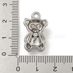 変色しない304ステンレススチールペンダント  クマのチャーム  ステンレス鋼色  22x13.5x6.5mm  穴：2mm&nbsp;STAS-N103-114P