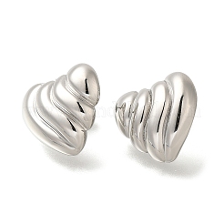 304ステンレススチールテクスチャハートスタッドピアス（女性用）  ステンレス鋼色  17.5x18.5mm&nbsp;EJEW-S227-47P