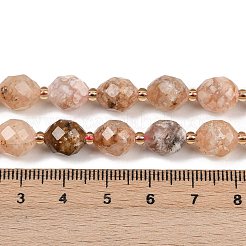 天然石桜色アゲート瑪瑙ビーズ連売り  多面カット  オーバル  シードビーズで  9x10mm  穴：1.2mm  約32個/連  15.75''（40センチメートル）&nbsp;G-N342-149I-18
