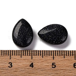 合成ブルーゴールドストーン青金砂石ビーズ  フラットティアドロップ  トップ掘削  14x10x5mm  穴：1mm&nbsp;G-Z066-10A