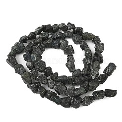 生の粗い天然ブラック トルマリン ビーズ 連売り  ナゲット  4~10x4~6x4~7mm  穴：0.9mm  約65~70個/連  15.94''（40.5センチメートル）&nbsp;G-M453-A01-01