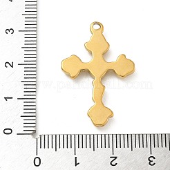 イオンプレーティング（IP）304ステンレススチールペンダントカボションセッティング  クロス  18KGP本金メッキ  30.5x20x3mm  穴：1.8mm  トレイ：4x4mm&nbsp;STAS-M082-03G