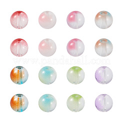120個8色透明ガラスビーズ  ラウンド  ミックスカラー  10x9.5mm  穴：1.4mm  15個/カラー&nbsp;GLAA-CW0001-05