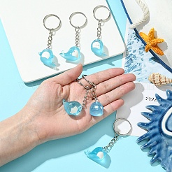 蓄光樹脂キーホルダー6個  鉄のリング付き  魚  ライトスカイブルー  7.5~8cm  6個/セット&nbsp;KEYC-FS00020