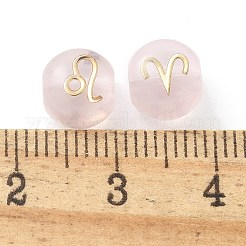透明ガラスビーズ12個  星座のあるフラットラウンド  ピンク  8x7.5x6.5mm  穴：1.5mm&nbsp;GLAA-Q001-03A