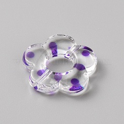 透明プラスチックビーズフレーム  水玉模様の花  青紫色  19x20x4mm  穴：1.6mm&nbsp;KY-WH0045-26A-01