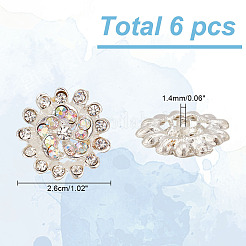 6個セット 1穴 合金製 ラインストーン シャンクボタン  服飾材料  花  プラチナ  26x10mm  穴：1.4mm&nbsp;BUTT-AR0001-12