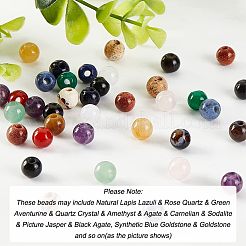 天然＆合成混合天然石ビーズ  ラウンド  染めと未染色の混合  8mm  穴：2.5mm  36個/箱&nbsp;G-OC0003-87B