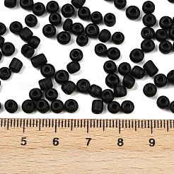 曇りガラスシードビーズ6/0個  ラウンド  ブラック  4~5x2.5~5mm  穴：1mm  約4500個/袋  440~450 G /袋&nbsp;SEED-R029-4mm-A07