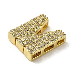 真鍮ビーズ  カドミウムフリー＆鉛フリー  クリアキュービックジルコニア  文字m  20.5x17.5x5.5mm  穴：4.5x2.5mm&nbsp;KK-D098-04M-G