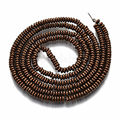 電気メッキ磁気無し合成ヘマタイトビーズ連売り  フラットラウンド/ディスク  銅メッキ  2x1mm  穴：0.8mm  約450~456個/連  15.75インチ〜15.94インチ（40cm〜40.5cm）&nbsp;G-T114-58-R