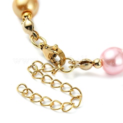 女性用ガラスイミテーションパールビーズブレスレット  カラフル  6-3/4インチ（17cm）&nbsp;BJEW-JB10033-01