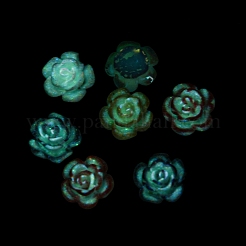 光る不透明樹脂デコデンカボション  暗闇で光るグリッターパウダー入りの花  ミックスカラー  9x9.5x4.5mm&nbsp;RESI-D013-09A