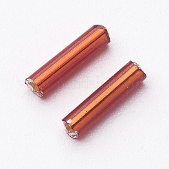 ガラス竹ビーズ  銀並ぶ  インディアンレッド  6~8x1.8mm  穴：0.6mm  1250個/ 50g&nbsp;X-TSDB6mm25