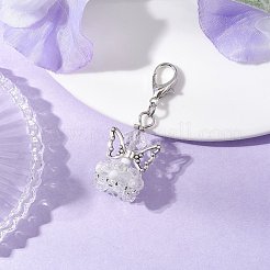 天使のガラスのペンダントの装飾  合金製カニカン付き  透明  47mm&nbsp;HJEW-MZ00215-03