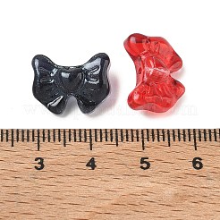 ベーキングペイント透明ガラスビーズ  蝶結び  ミックスカラー  12x15x7mm  穴：1.2mm&nbsp;GL-CBA7B2B-04