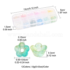 19.2g 12色のフロスト透明アクリルビーズ  花  金箔  ミックスカラー  5.5~6x3mm  穴：1.5mm  1.6 G /カラー&nbsp;OACR-FS0002-18