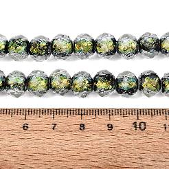 手作り箔ガラスランプワークビーズ連売り  ラウンド  多面カット  きいろ  9.5~10mm  穴：1.2~1.5mm  約40個/連  12.20~12.60''（31~32センチメートル）&nbsp;DICH-T023-02C