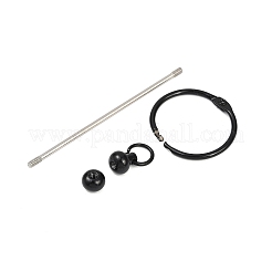 鉄棒ビーズキーホルダー留め具  ブラック  112mm&nbsp;AJEW-R004-02EB