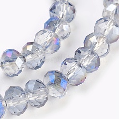 電気メッキガラスビーズセット  オパール  半分虹メッキ  多面カット  ロンデル  アクア  6x4~5mm  穴：0.8~1mm  約80~85個/連  36~38cm&nbsp;X-GLAA-K027-HR-B04