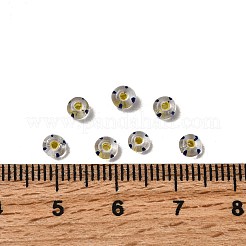 透明なストライプのガラスシードビーズ  ラウンド  レモンシフォン  3.5~4x2~2.5mm  穴：0.9~1mm  約140~160個/袋&nbsp;GLAA-NH0001-06G