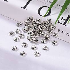 チベット風ビーズキャップ  カドミウムフリー＆鉛フリー  アンティークシルバー  6.5x6.5x2mm  穴：2mm&nbsp;LFH10006Y