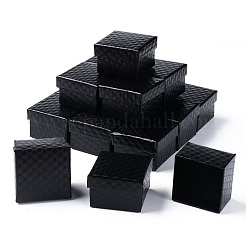正方形の厚紙リングボックス  内部のスポンジ  ブラック  2x2x1-3/8インチ（5x5x3.5cm）&nbsp;CBOX-S020-03