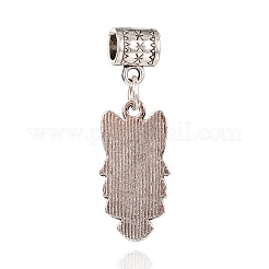 フクロウ チベット スタイル 合金 ヨーロッパ ダングル チャーム  大穴ペンダント  アンティークシルバー  25x12x2mm  穴：4.5mm&nbsp;PALLOY-I115-14AS