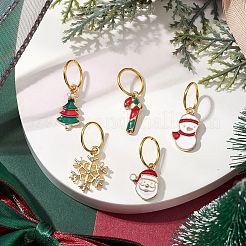クリスマステーマの鉄製ドレッドヘアビーズ  合金エナメル編みヘアペンダント装飾クリップ  ミックスカラー  26~30mm  5個/セット&nbsp;OHAR-JH00042